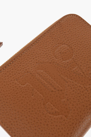 Textured Leather Wallet with Zip Closure