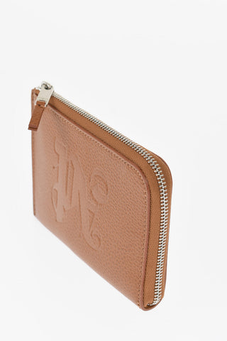Textured Leather Wallet with Zip Closure