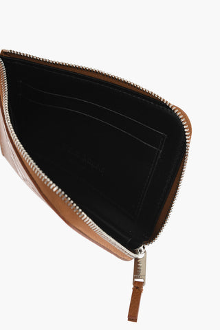 Textured Leather Wallet with Zip Closure