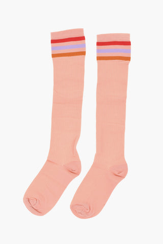 Lange Ripp-Nylon-Socken Mit Kontrastdetails