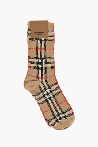 Checked Cotton Blend Socks