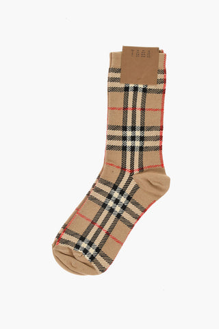 Checked Cotton Blend Socks