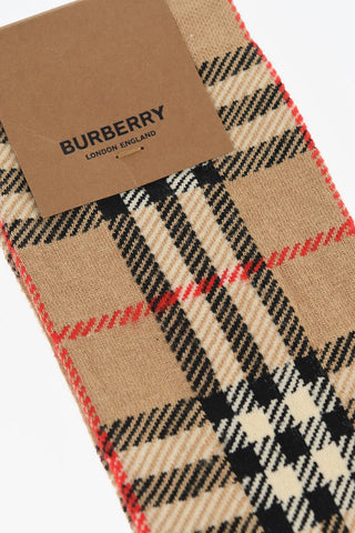 Checked Cotton Blend Socks