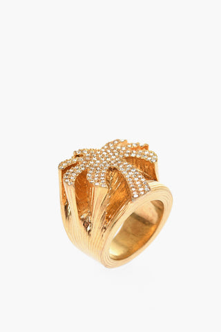 Brass Ring with Rhinestone Embellished Palm