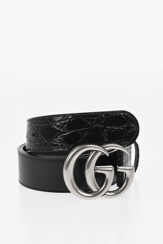 Leather Belt Belt with Monogram Buckle 40mm