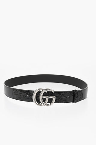 Leather Belt Belt with Monogram Buckle 40mm