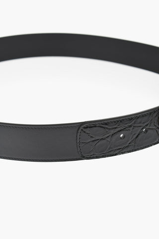 Leather Belt Belt with Monogram Buckle 40mm