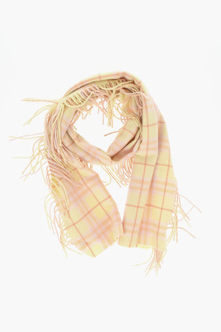 Checked Cashmere Scarf with Fringes
