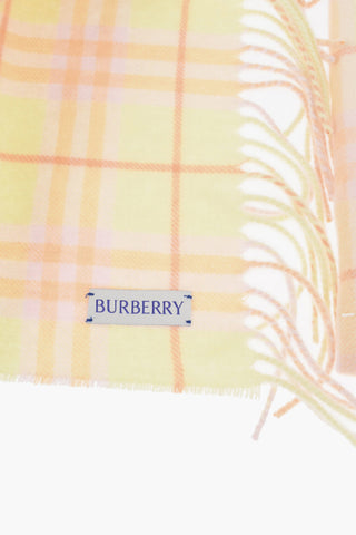 Checked Cashmere Scarf with Fringes