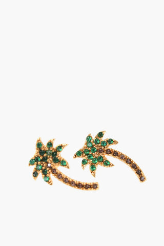 Palm Shaped Earrings Embellished with Rhinestones
