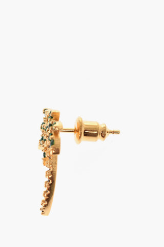 Palm Shaped Earrings Embellished with Rhinestones