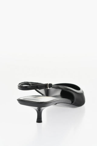 Solid Color Leather and Mesh Slingback Pumps 5cm