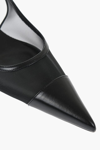 Solid Color Leather and Mesh Slingback Pumps 5cm