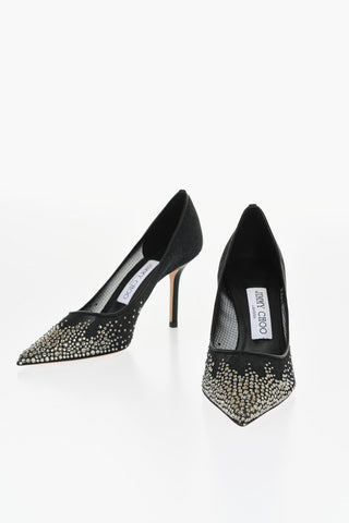 Solid Color LOVE Pumps Embellished with Rhinestones Heel 8,5cm