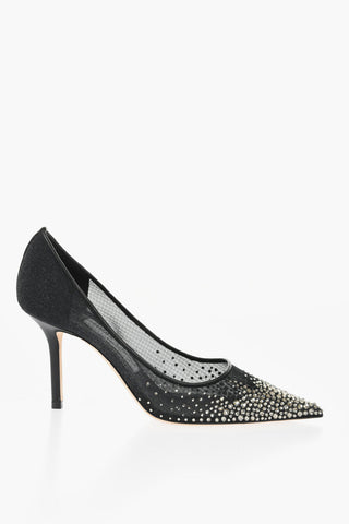 Solid Color LOVE Pumps Embellished with Rhinestones Heel 8,5cm
