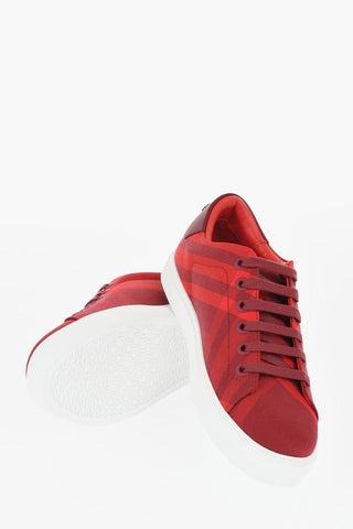 Checked Cotton Low-Top Sneakers with Contrast Sole