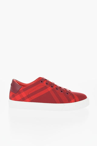 Checked Cotton Low-Top Sneakers with Contrast Sole