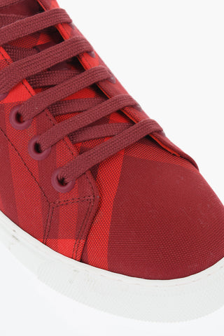 Checked Cotton Low-Top Sneakers with Contrast Sole