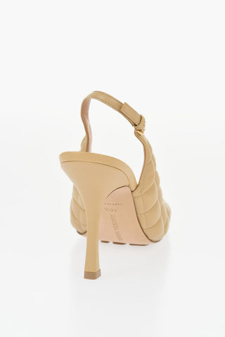 Slinback-Sandalen aus gestepptem Leder mit quadratischer Spitze 11cm