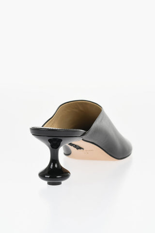 Leather Mules with Iconic Lacquered Toy Heel 6cm