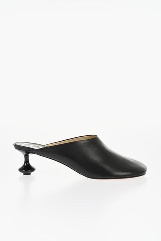Leather Mules with Iconic Lacquered Toy Heel 6cm