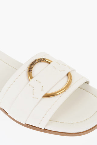 Leather Sandals with Golden Effect Detail