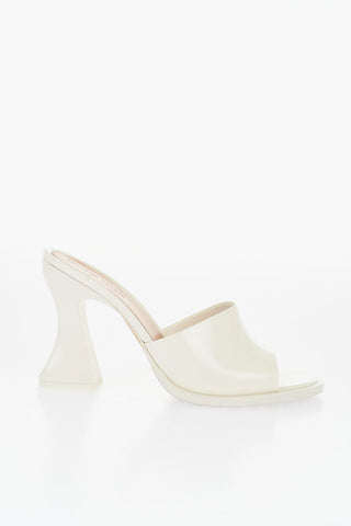 Solid Color Leather Sandals with Spool Heel 11cm