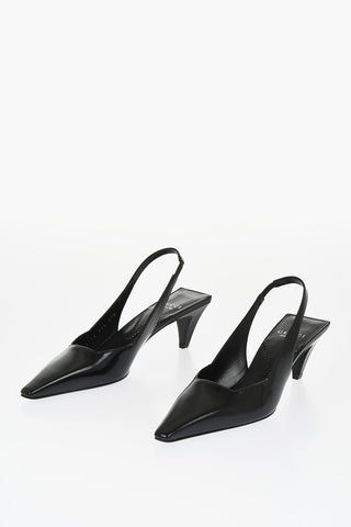 Leather Slingback Pumps with Silver GG Detail Heel 6.5cm