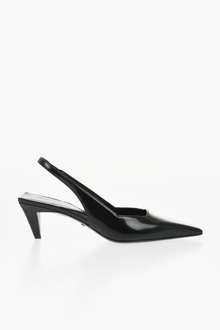 Leather Slingback Pumps with Silver GG Detail Heel 6.5cm