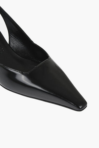 Leather Slingback Pumps with Silver GG Detail Heel 6.5cm
