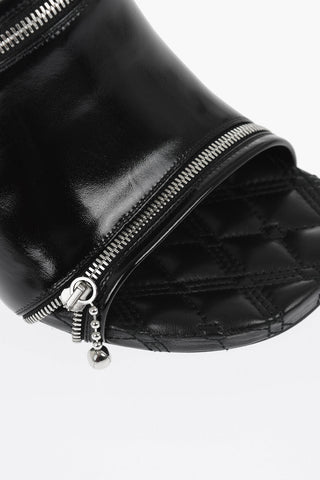 Solid Color Leather Sandals with Zip Detail Heel 10cm