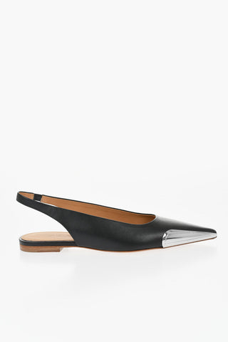 Pointed Leather Slingback Ballerinas
