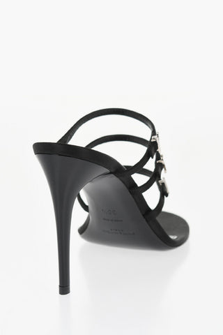 Satin Thong Sandals with Rhinestone Logo 10cm