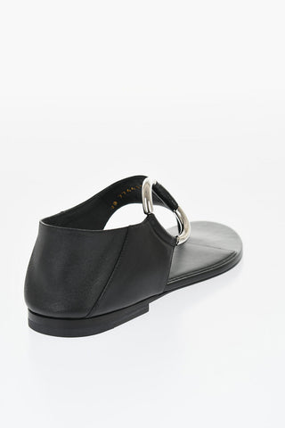 Leather Thong Sandals with Silver-Effect Detail