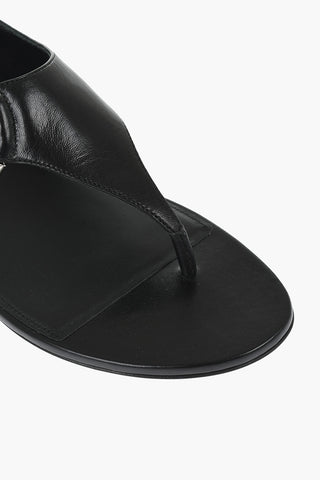 Leather Thong Sandals with Silver-Effect Detail