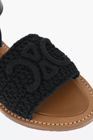 Sandali Anlke Strap in Crochet con Logo in Rilievo