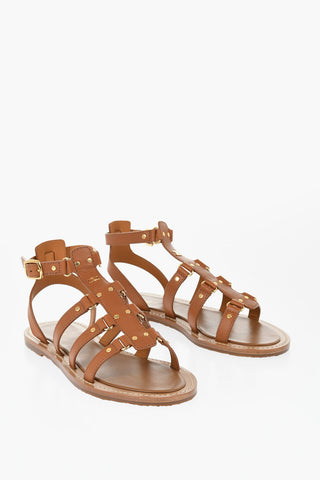 Leather LYMPIA Gladiator Sandals with Golen Details