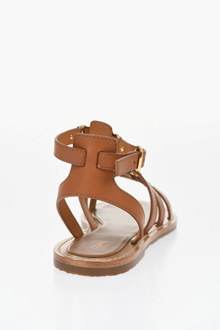 Leather LYMPIA Gladiator Sandals with Golen Details