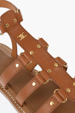 Leather LYMPIA Gladiator Sandals with Golen Details