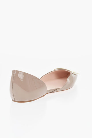 Patent Leather D'Orsay Ballet Flats with Golen Detail