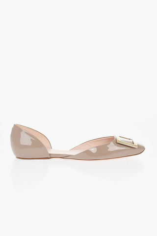 Patent Leather D'Orsay Ballet Flats with Golen Detail