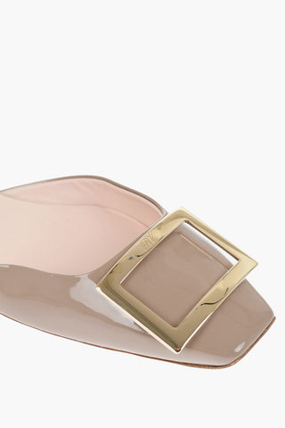 Patent Leather D'Orsay Ballet Flats with Golen Detail