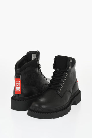 Textured Leather D-TROIT BT Hiking Boots with Chunky Sole