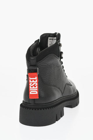 Textured Leather D-TROIT BT Hiking Boots with Chunky Sole