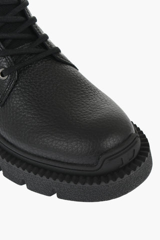 Textured Leather D-TROIT BT Hiking Boots with Chunky Sole