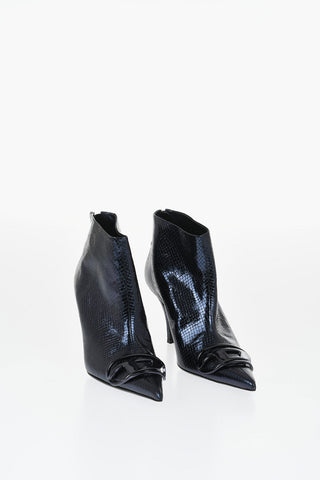 Snakeskin Effect Metallic Leather D-VENUS Ankle Boots Heel 8.5cm