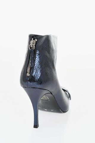 Snakeskin Effect Metallic Leather D-VENUS Ankle Boots Heel 8.5cm
