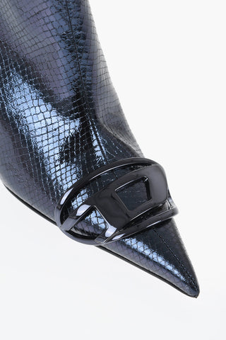 Snakeskin Effect Metallic Leather D-VENUS Ankle Boots Heel 8.5cm