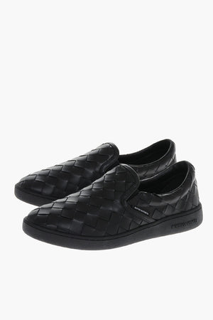 Woven Leather Slip-On Sneakers