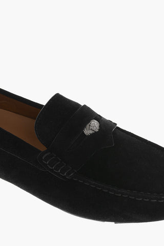 Mocassini Penny in Suede con Logo Effetto Argentato